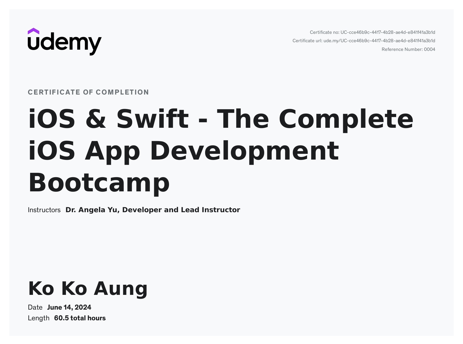 iOS Swift Certificate